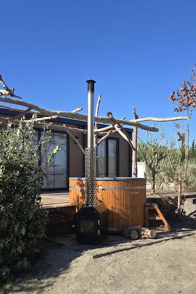 Bain nordique rond 175cm avec poêle vitré de 35kW