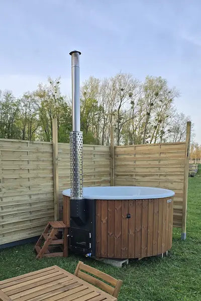 Bain nordique rond 200cm poêle vitré intégré